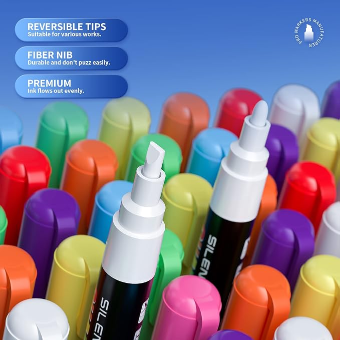 SILENART White Liquid Chalk Markers - Chalk Markers White - Dry Erase Markers Pen - for Chalkboard Signs, Windows, Blackboard, Glass