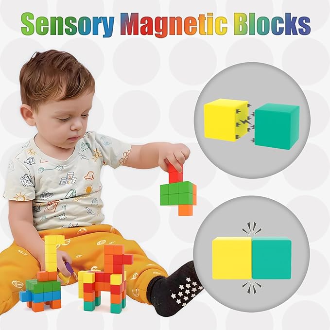 BananMelonBM 100 PCS Magnetic Building Blocks, for Toddlers Age 3-5, for Kids Ages 4-8,Magnetic Cubes, Preschool Educational Sensory Magnet Toys for Boys and Girls