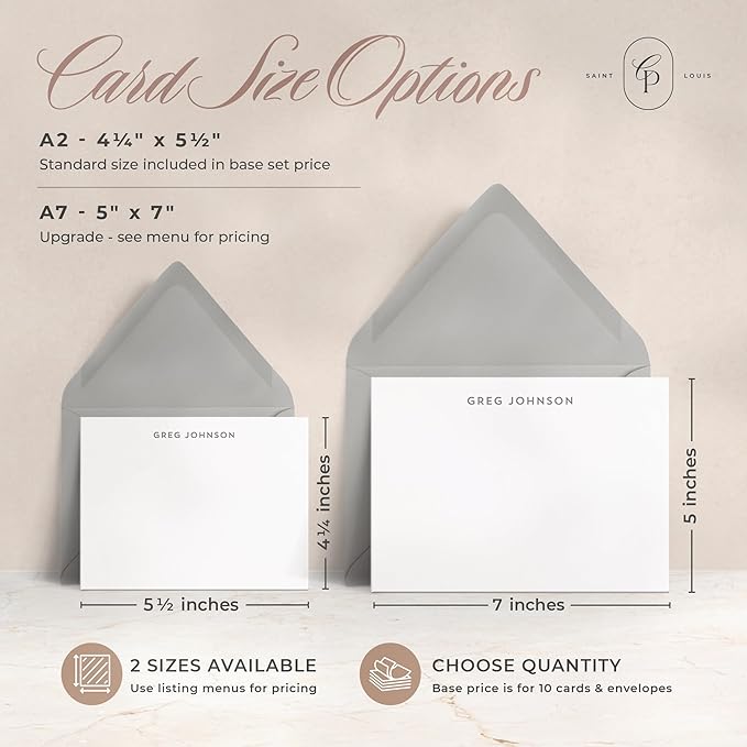 Personalized Stationery Note Cards with Envelopes, Custom Note Cards, Personalized Thank You Cards with Envelopes, Personalized Cards Handmade Note Cards & Greeting Cards - Minimalist Flat