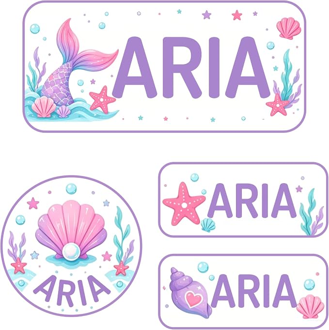 Personalized Custom Name Labels, 120 Waterproof Stickers, Multi-Size Name Tags for Water Bottles, Clothing Tags, Lunch Boxes and Backpacks