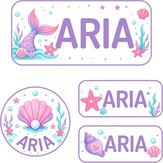 Personalized Custom Name Labels, 120 Waterproof Stickers, Multi-Size Name Tags for Water Bottles, Clothing Tags, Lunch Boxes and Backpacks