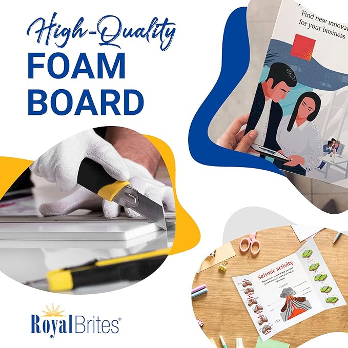 Royal Brites White Trifold Presentation Board, High Quality Foam Board, 22x28 Inches