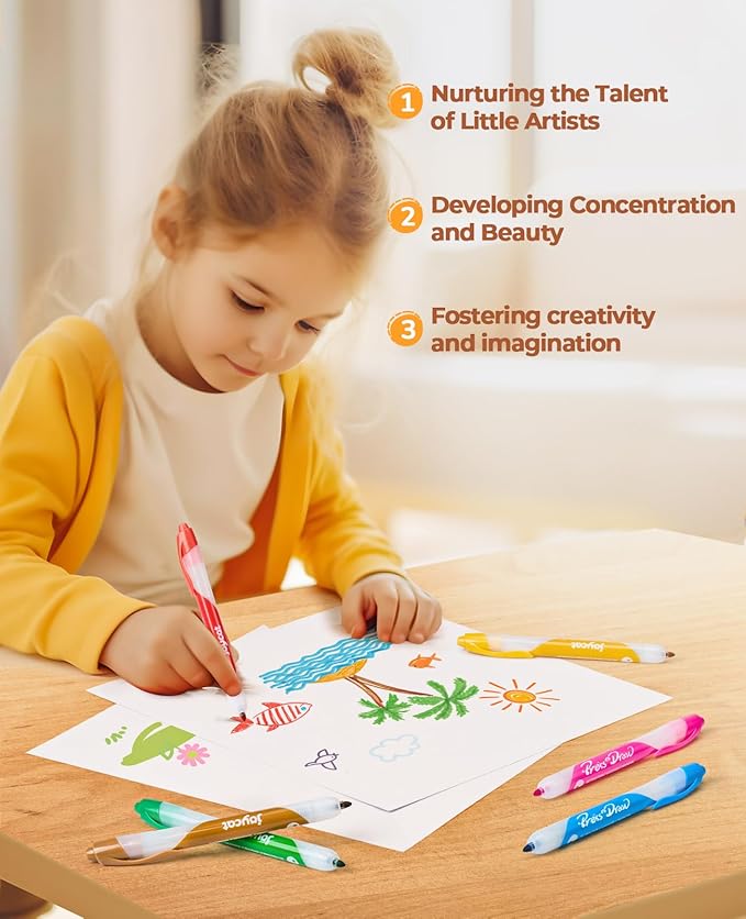 JoyCat Click & Draw Washable Markers for kids with Retractable Tips,10 Colors Markers Set,retractable marker for Toddlers Kids, Ideal arts & crafts supplies,coloring markers,Holiday Gifts for Kid.