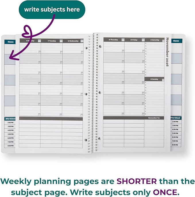 Order Out Of Chaos Academic Planner 2026-2027 Daily Weekly and Monthly Calendar, School Agenda Book, July 2026-June 2027 planner 8.5 x 11 Homework Organizer (Teal/Blue)