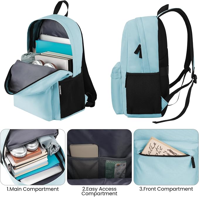 ZUBOND Unisex Backpack for School & Travel - Lightweight Laptop Backpack Fits 15.6 Inch Notebook, Water Bottle Pocket - Ideal for Teens, College Students, Adults