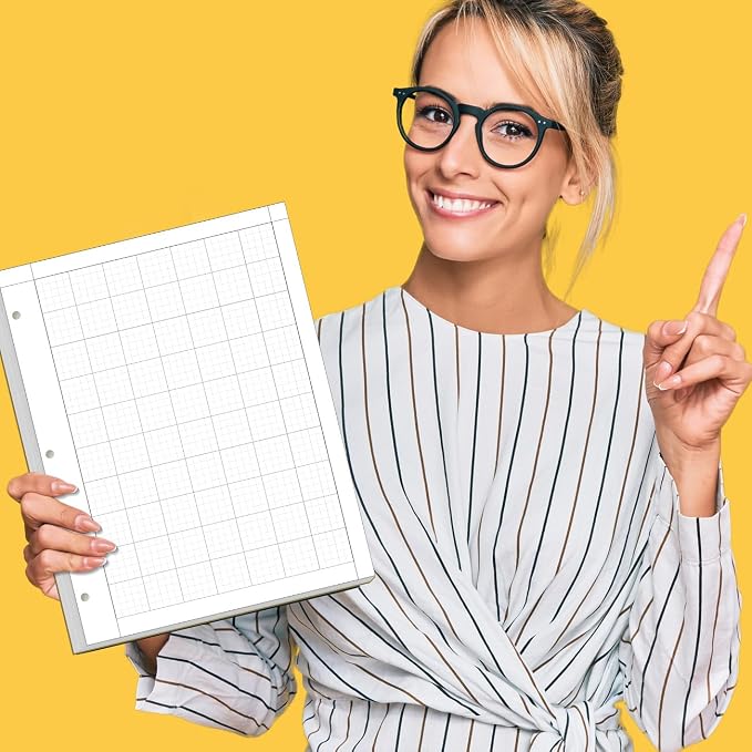 Yaridar Engineering Computation Pad - 50 Sheets/100 Pages Graph Paper, 5 x 5 Graph Rule on Back, 3-Hole Engineering Notebooks, 100 Gsm White Tint Paper, 8-1/2" x 11"