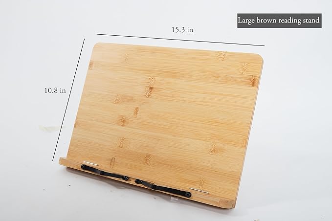 Bamboo Reading Stand Reading Stand Multi-Functional Adjustable Book Clip for Students Reading Books Test Over Bookshelf Reading Books on Bookshelf Cookbook Rack Music Stand