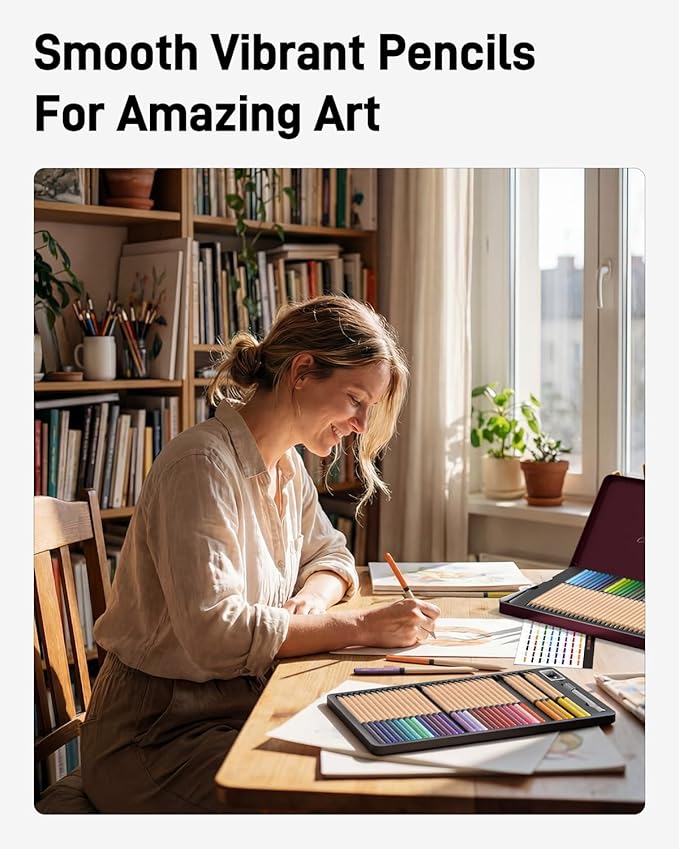 JusArt 72 Oil-Based Colored Pencils – Soft Core, Durable, Vibrant & Ultra-Smooth. Ideal for Adult Coloring, Portrait, Sketching, Landscape. Professional Drawing Pencils for Artists, Adults & Beginners