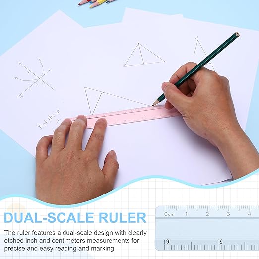 PATIKIL Metal Ruler 6 Inch/15cm, 1 Pcs Aluminum Straight Edge Ruler, Dual Scale Measuring Tool with Inch/Centimeter Scales & Hole for Math Office Drawing Engineering Home, Blue