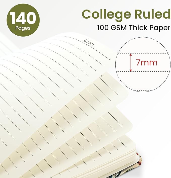 ZOTIA Lined Spiral Journal for Women, A5 Cute Hardcover College Ruled Notebook for Work, School & Note Taking, Aesthetic Writing Journal, 140 Pages (5.8" x 8.3"), Herbs