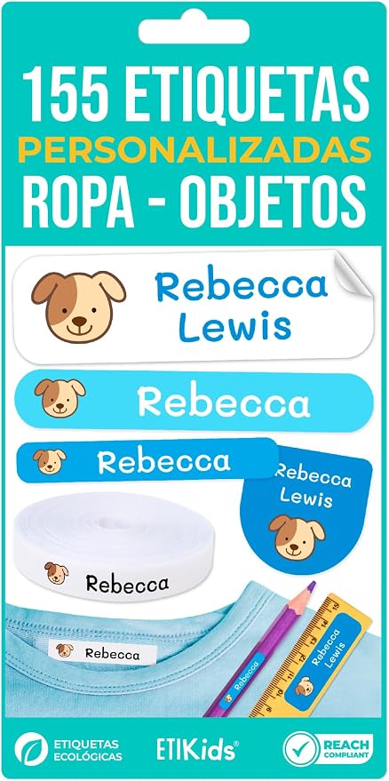 155 Custom Name Labels for Clothing & School Supplies. 100 Eco-Friendly Iron-On Fabric Labels + 55 Waterproof Stickers
