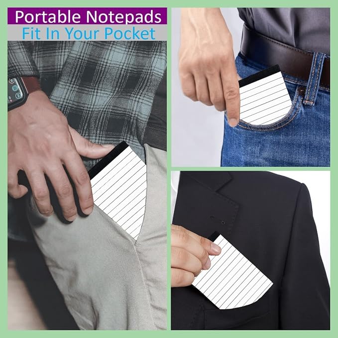 10 Pack Pocket Mini Notepads Refills,Memo Pad,3×5Inch Lined Writing Pads with 30 Sheets in Each Pad,Note Pads Refills,Inspiration Catcher(White-10pack)
