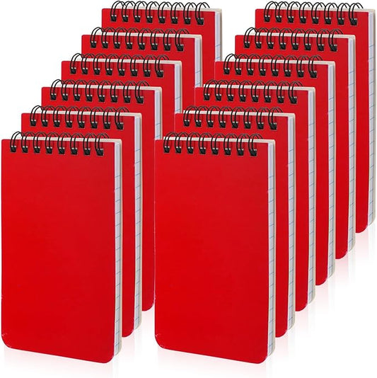12 Pack mini Spiral Steno Pads,3x5 Inch Small Notepads, Small Pocket Notebooks, College Ruled Lined Note Pads For Kids Adults Outdoor,Home,School,Office,75 Sheets/150 Pages (Red)