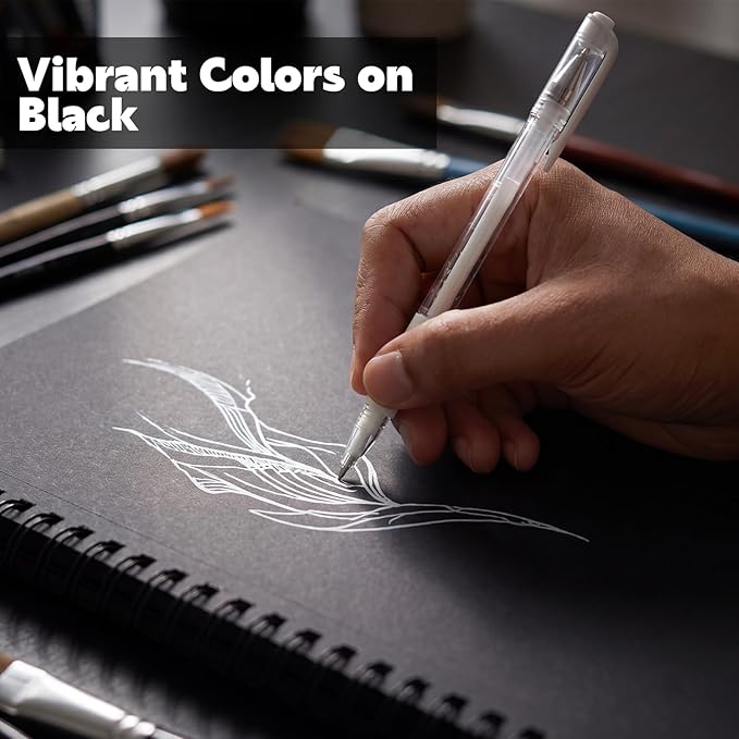 Prudiut Black Paper Sketchbook 1 Pack 7.6x10 Inch, 160gsm Acid-Free Spiral Binding Hardcover Sketch Book, Artist Drawing Book Mixed Media Colored Pencil Chalk Metal Marker Portfolio Gift