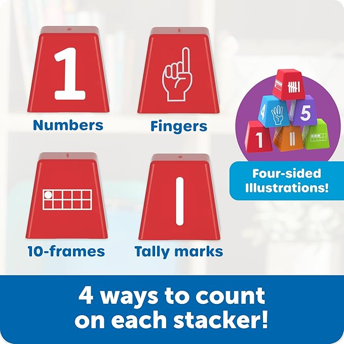 Learning Resources Number Stackers - Math Manipulatives, Addition and Subtraction Flash Cards, Counting Activities, Montessori, Fine Motor Skills, Problem Solving, Classroom Must Haves, Gifts for Kids