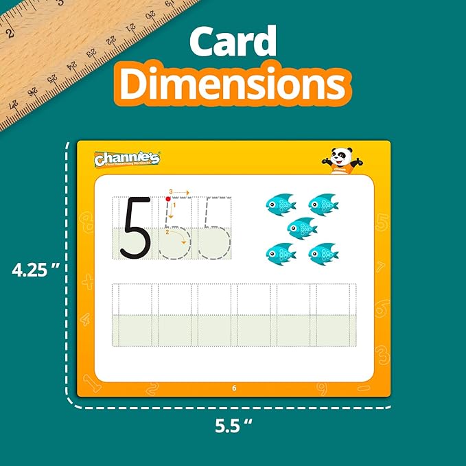 Channie’s One Card a Day Single Digit Addition and Subtraction Flash Cards, 34 Dry Erase Pre K - 1st Grade Math Flashcards for Kids, 312 Problems, Fun & Easy to Follow