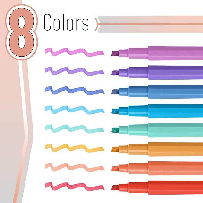 Mr. Pen- Aesthetic Highlighters No Bleed, 8 Pack, Chisel Tip, Cute Bible Highlighters Assorted Colors for Journaling, Highlighting, Underlining, Fast Dry, Back to School Supplies