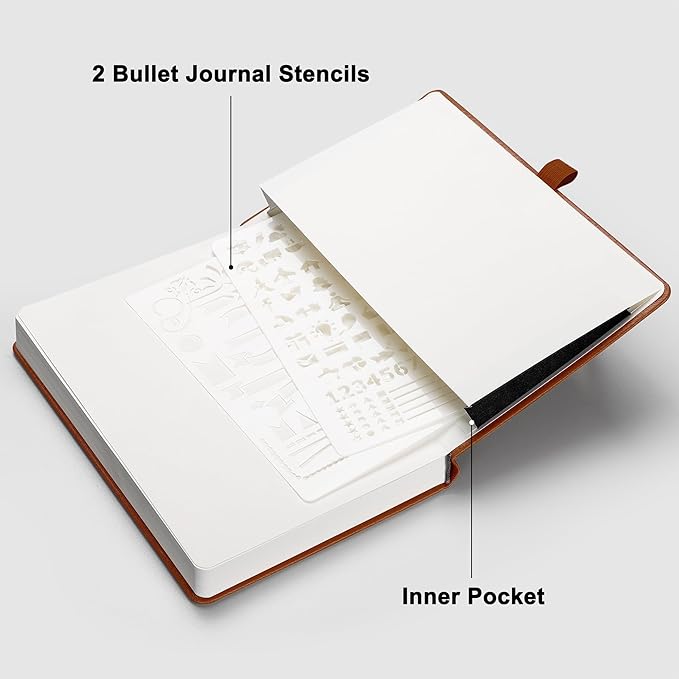 RETTACY Blank Journal Notebook, 192 Pages, A5 Medium Size (5.7'' x 8.3''), Leather Hardcover, 100 GSM Thick Paper, for Sketching, Drawing, Painting (Brown)
