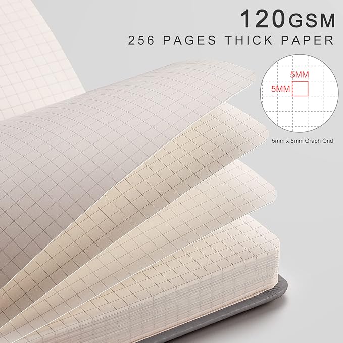 EMSHOI Graph Grid Journal Notebook, 256 Pages, A5 Size 5.7'' x 8.3''