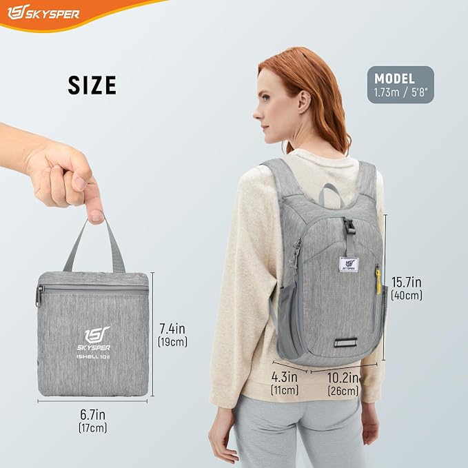 SKYSPER 10L Hiking Backpack Small Foldable Daypack Packable Lightweight Hiking Daypack Travel Day Pack for Women Men
