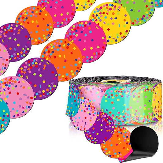 Fuyoooo 49 ft Colorful Confetti Magnetic Borders for Classroom Bulletin Board Borders Magnetic Whiteboard Classroom Strips Reusable Rolled Wall Trim for School Teacher Offices Chalkboard