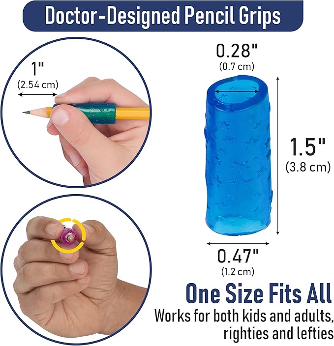 The Pencil Grip The Classics Extreme Pencil Grips, Ergonomic Writing Aid For Lefties And Righties, 1.3” Long, Assorted Colors, 12 Count - TPG-16512