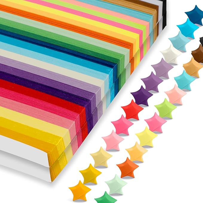 2700 Sheets Star Origami Paper,Paper Star Strips, 27 Assortment Color Star Paper,Wish Paper,Lucky Star,Origami Paper Stars Strips,Double Sided Origami Paper,DIY Lucky Star Paper,Handmade Star Origami