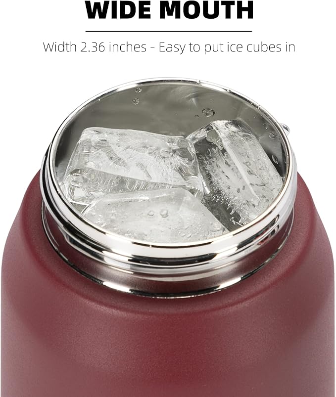 Fanhaw 24 oz Insulated Stainless Steel Water Bottle with Anti-Dust Chug Lid, Leakproof Vacuum Metal Everyday Use Bottle for Kids, Teens & Adults, Back to School Essentials (Red Black)