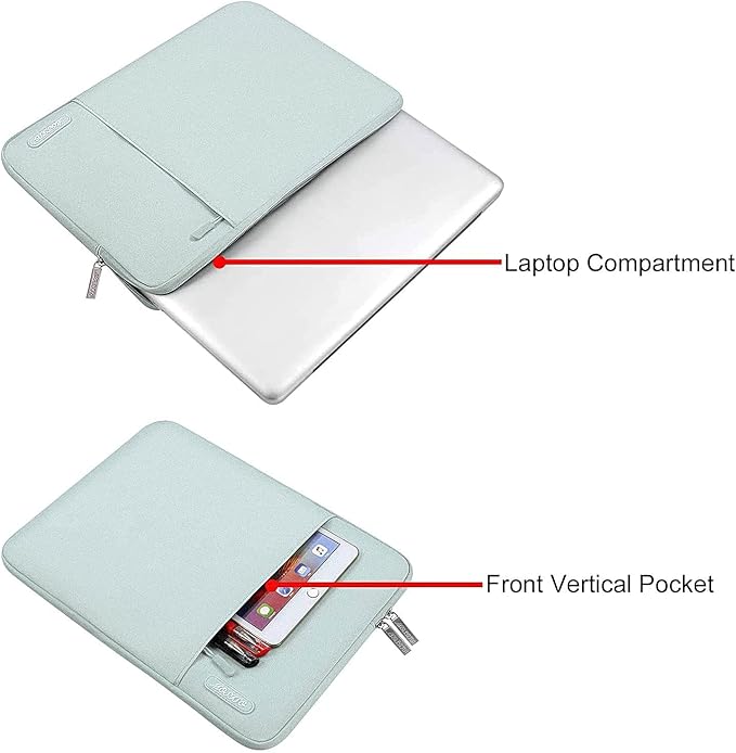 MOSISO Laptop Case 13 inch, 13 inch Laptop Sleeve Compatible with MacBook Air M4 M3 M2 M1 2025-2018 / Pro M2 M1 2025-2016, Polyester Vertical Computer Sleeve Bag with Pocket, Mint Green