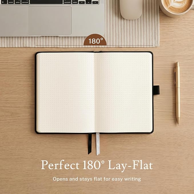 Dotted Journal Notebook, 200 Pages,4 Pack Leather Bullet Journal for Women Men, A5 Medium 5.7'' x 8.3'', 100 GSM Thick Paper for Journaling, Planning, Tracking (Classic Color Set)