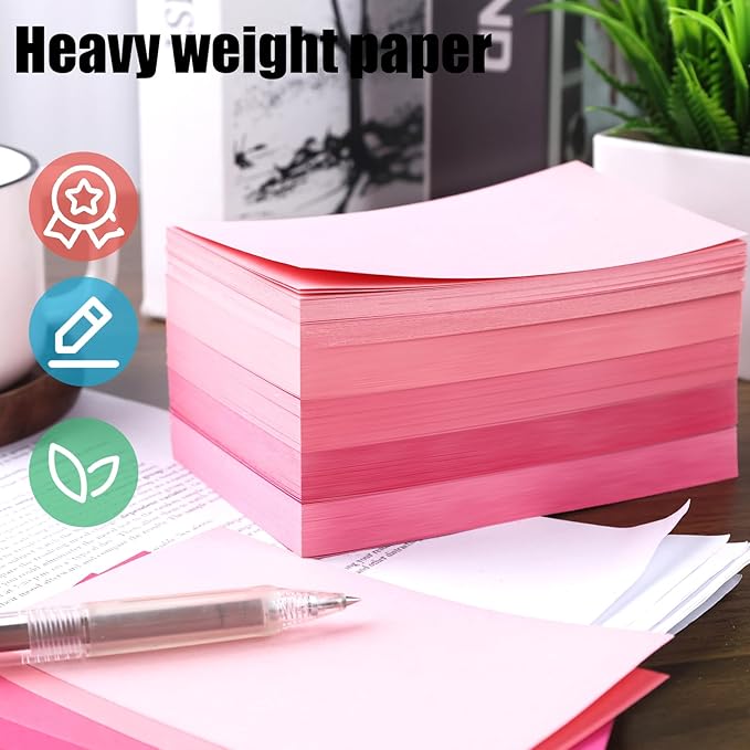Koogel Pink Index Cards 3x5, 300PCS Pink Cards for Back to School, Heavyweight Blank Notecard Flashcards for Studying Supplies Learning Memory Students Note Taking To Do List, 5 Pinks