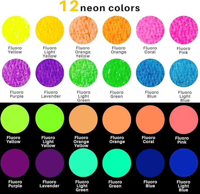 Artecho Tempera Paint Sticks, 12 Neon Colors Washable Paint Sticks