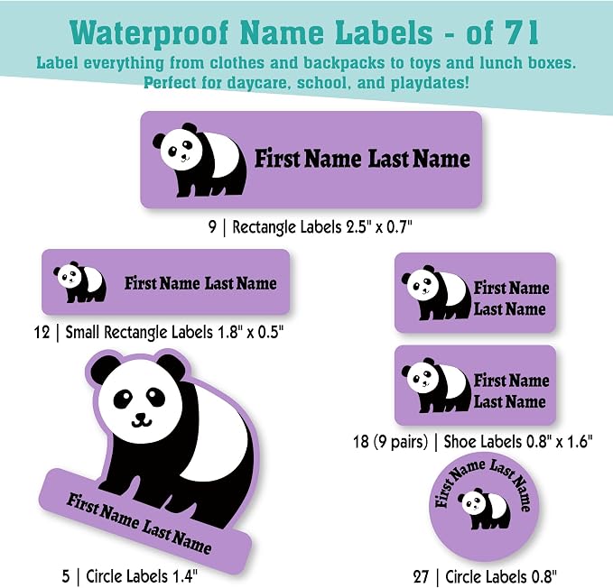 Personalized Daycare Name Labels for Kids (71 Labels) - Custom Durable Waterproof Name Stickers for Clothing Tags, Water Bottles, Lunch Boxes, and School Supplies - Dishwasher, Washer