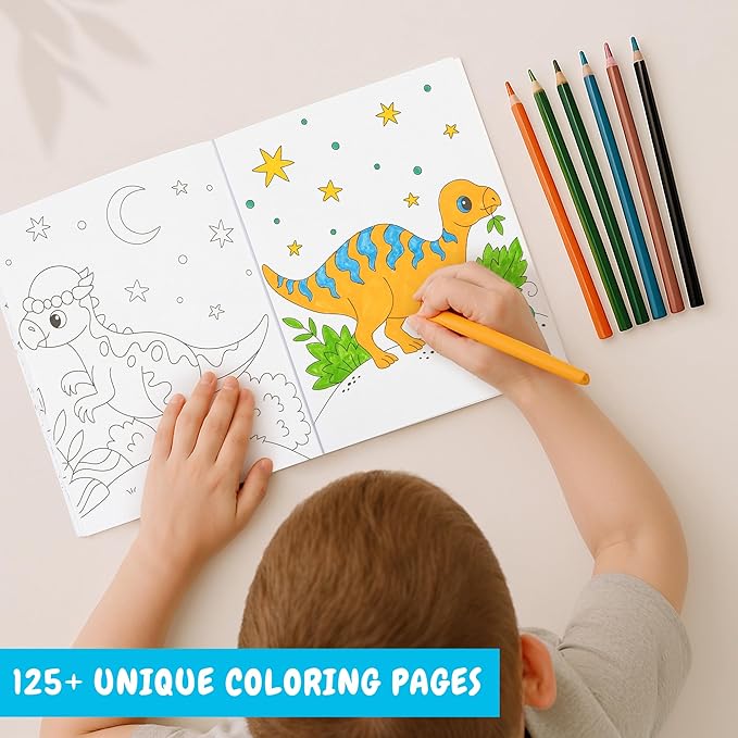 ZICOTO Fun Coloring Books for Kids Set of 3 – Exciting Dinosaur, Space & Trucks Coloring Book for Boys Ages 4–8 – Easy to Color Gift for Your Creative Little One
