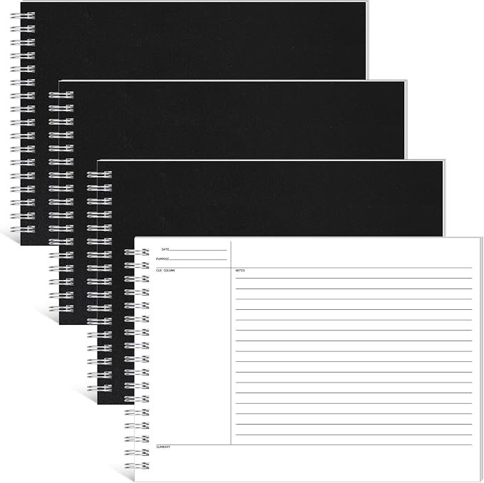 Glenmal 320 Sheets 4 Pack Note Taking Notebook 6 x 8.5 Inches Single Sided Printed Spiral Steno Pads Coil Writing Note Pads Ruled Writing Tablets for School Office Business, 80 Sheets/Pack