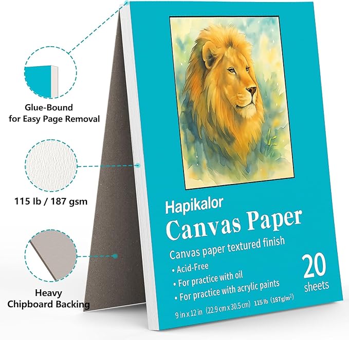 Canvas Painting Acrylic Sketch Book - 9x12 Inch, 20 Sheets (115lb/187g) Mixed Media Sketchbook, Art Supplies for Adults & Kids Canvases Painting pad for Acrylic, Oil, Marker, Drawing, Sketching
