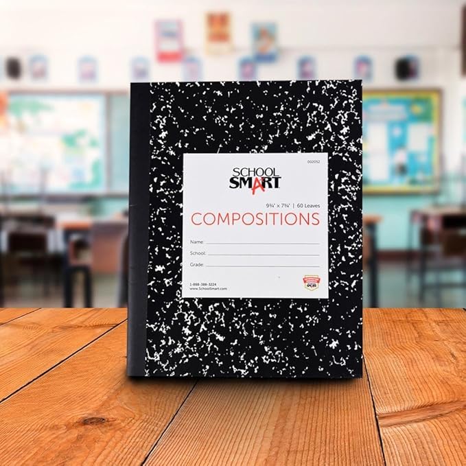 School Smart Flexible Cover Ruled Composition Book, 60 Sheets, 9-3/4 x 7-1/2 Inches