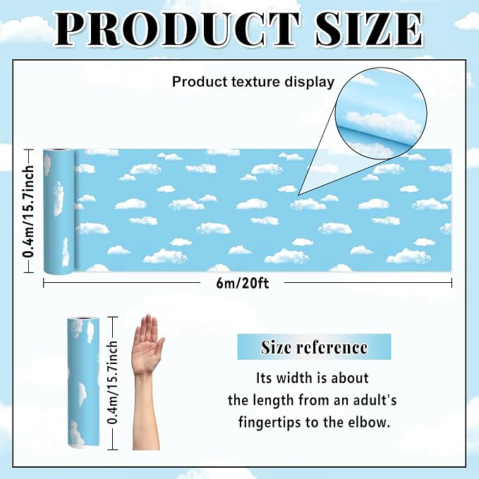 Blue Sky Cloud Bulletin Board Roll Non-Woven Fabric Poster 15.7" x40ft