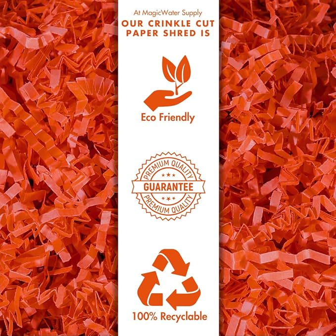 MagicWater Crinkle Cut Paper for Gift Baskets - 2LB - Orange - Perfect for Shredded Paper Filler, Basket Filler, Gift Boxes, Bridesmaid Gifts, Christmas Stuffers & More – Ideal for All Occasions