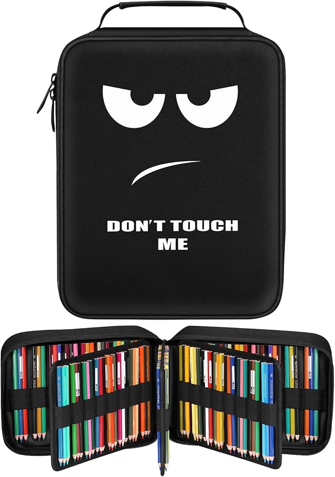 FINPAC Pencil Case Holder Slot, Large MultiLayer Watercolor Pen Bag w/Zipper Front Pocket, Big Organizer for 200 Colored Pencils/130 Gel Pens, Markers to Artists, Painters, Planners