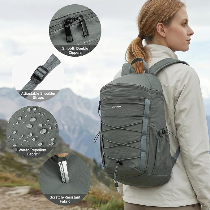 G4Free 20L Hiking Travel Backpack for Women Men | Lightweight Backpacks with Luggage Trolley Strap, Daypack for Outdoor Daily Camping