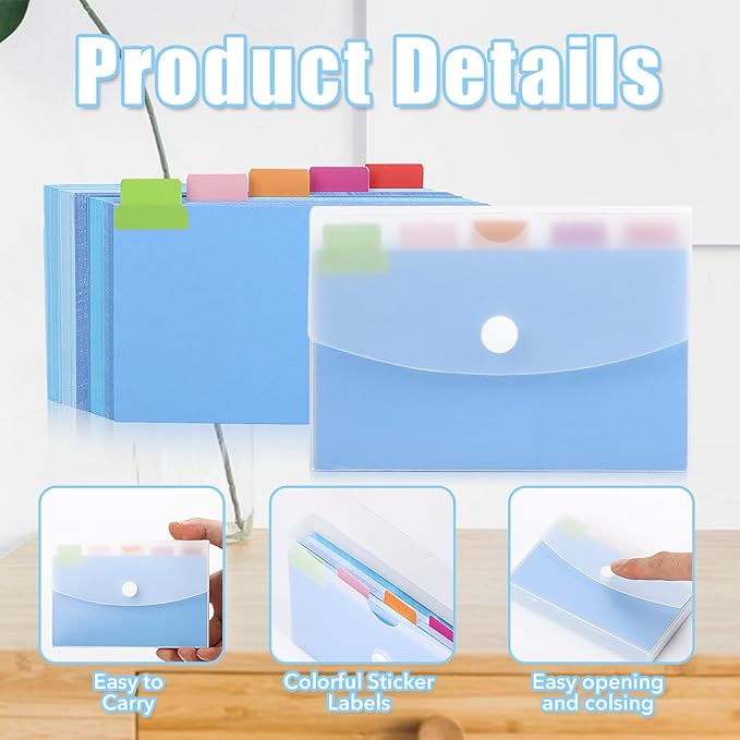 AmazonBasics 100 Pcs 3x5 Blue Plastic Note Card Organizer with Clear Index Card Case, 5 Color Note Cards, Blank Flash Cards, Study Cards, Tab Dividers