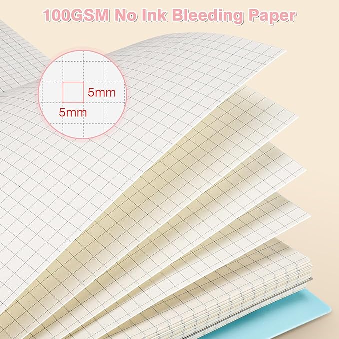 Graph Paper Notebook 8.5" X 11": 5 Subject Graphing Notebook with Removable Dividers, 300 Pages 100gsm Thick Spiral Grid Notebooks, 5x5 Graph Ruled Paper, Large A4 Math Journal for School Engineering