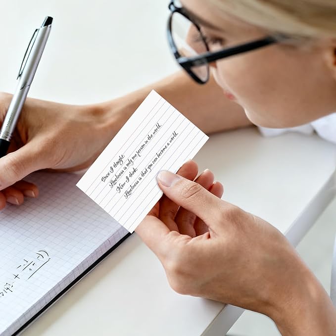 3x5 Index Cards 200 Count, Colored Thick Flash Cards Lined Notecards for Studying & Presentations, Portable Ruled & Blank Note Cards for Students, Teachers, Professionals