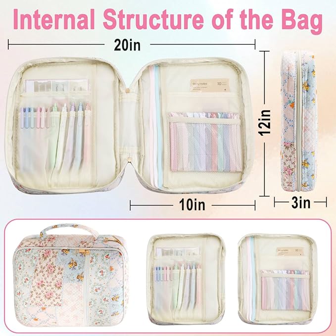Bible Cover Case Study Supplies for Women Gifts Large Bible Cover with Highlighters Pens Tabs Cute Quilted Carrying Case Christian Journal Kit Accessories Christian Gifts Sticky Notes A