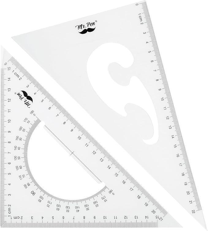 Mr. Pen- Triangle Ruler, 2 Pack, 22&15cm, 30/60 & 45/90, Right Triangle Ruler for Drawing