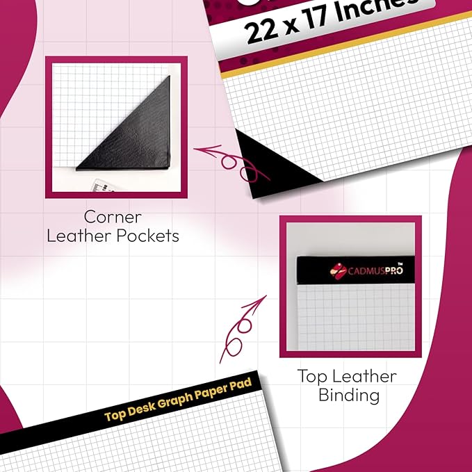 Top Desk Graph Paper Pad 22x17 Inch, 2 Pack 100 Sheets, Double-Sided 80 GSM Large Quadrille Grid Paper for Drafting, Design and Architecture