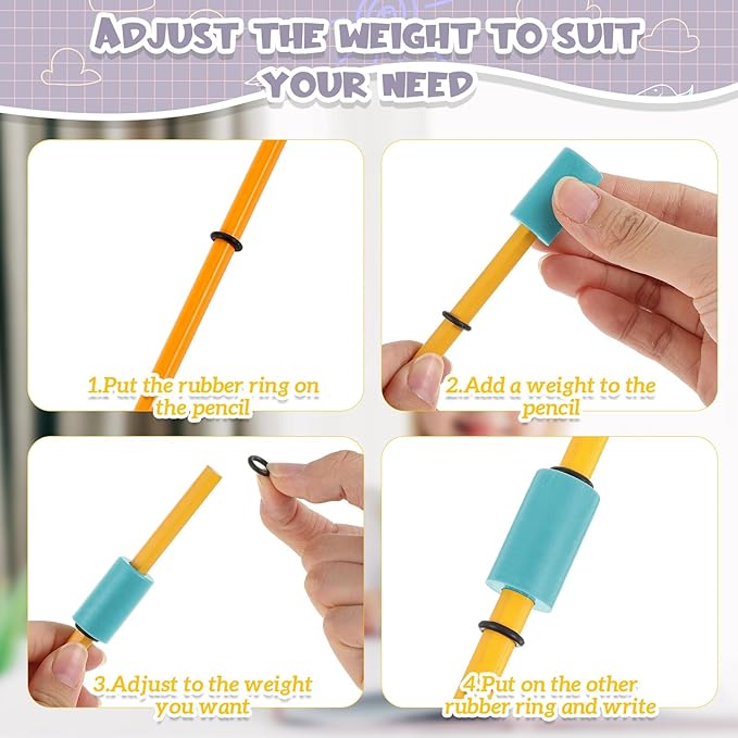 20 Pcs Pencil Weights Handwriting Aid 0.7/0.5/0.35/0.2 oz Adjustable Weights for Kid, or Special Need Improve Penmanship for Autism, Quivers, or Fine Motor Skill Disability(Warm Color)
