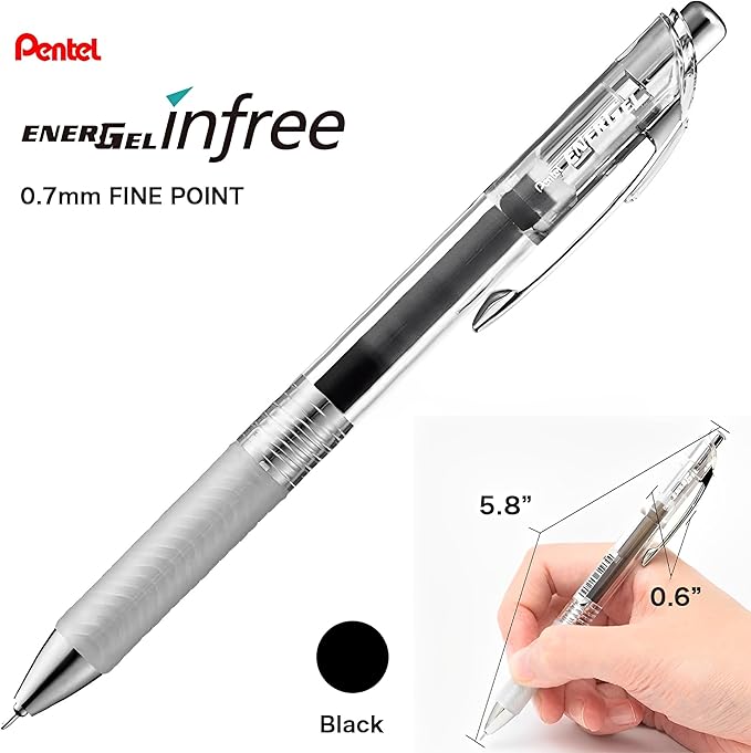 Sonic Utlim Sma-Sta Canvas Standing Pen Case and Pentel Infree Ballpoint Pen Bundle, Makeup Bag, Pencil Pouch Converts Into Smartphone Stand, Cosmetics Holder, and more, UT-4037-GL, Grey