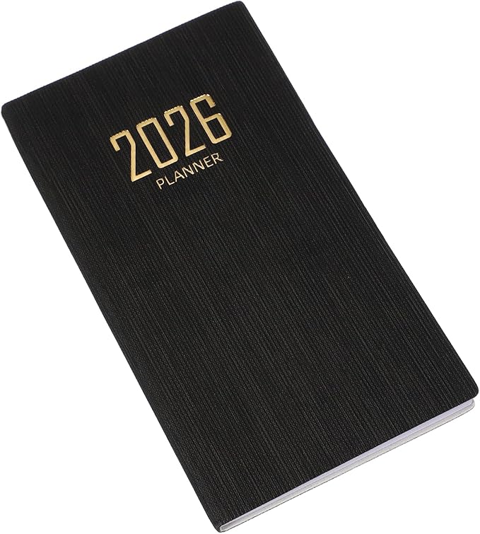 PATIKIL 2026 Daily Planner Notebook, 6.8 x 3.8" 64 Sheets Undated to Do List Daily Weekly Monthly Goals Pocket Notebook for Office Home Study Work Weeding Time Management, Black
